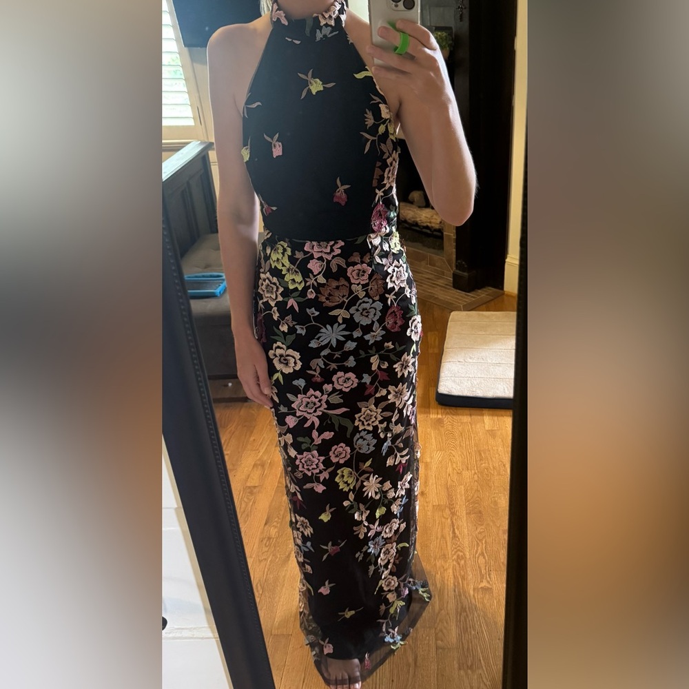 Lulu's Black Floral Maxi Dress